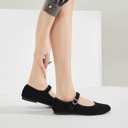 BABUDOG Womens Mary Jane Flats with Strap,Faux Suede Black Flats Shoes,Flats Shoes Women Dressy Comfortable