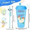 24 pcs Pool Beach Birthday Party Decorations Cups with Lid and Straws,16oz Reusable Plastic Cups Pool Party Favors Summer Cups for End of Year Student Gifts KidsTropical Birthday Party Supplies