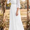 Plus Size Wedding Dress Boho - Maxi Bridal Shower Bohemian Formal Lace Long Dresses (White), 18 Plus