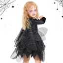 IKALI Black Witch Costume for Kids, Classic Black Witch Dress up for Girls Toddlers (8-10 Years)