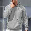 Men's Fleece-Lined Hoodie Thermal Midweight Casual Hooded Sweatshirt with Kangaroo Pocket (S-2XL) (Gray)