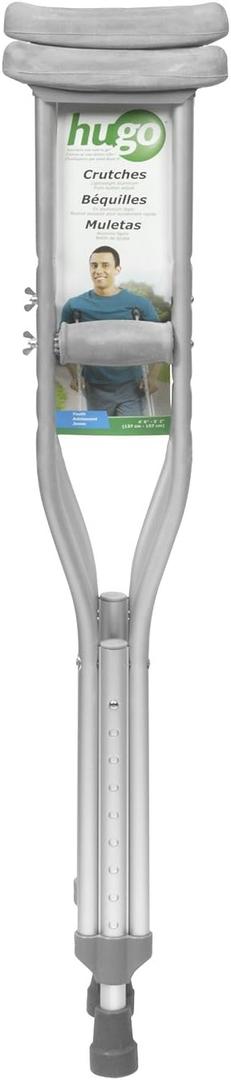 Hugo Mobility Adjustable Crutches for Walking, Tall Adult Walking Crutches, Comfortable Lightweight Crutches with Underarm Pad and Hand Grip, Youth