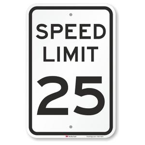 SmartSign 18 x 12 inch Speed Limit 25 Metal Sign, 63 mil Aluminum, 3M Laminated Engineer Grade Reflective Material, Black and White, Made in USA