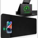 Wireless Charging Mouse Pad with Phone Holder Gaming Mousepad Desk Mat 15W Qi Fast Charging Pad Ultra-Smooth Surface Non-Slip Extended Premium Black Computer Keyboard Mat for MacBook PC Laptop