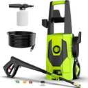 FIOCCO Electric Pressure Washer, 5000PSI Max 3.4 GPM Portable Power Washer with 35FT Cord, 20FT Hose, 4 Quick Nozzles, Foam Cannon High Power Washers Electric Powered for Car, Garden, Patio, Green