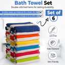 QUBA LINEN 100% Cotton Beach Towels, Cabana Stripe Beach Towel, Large Pool Towels, Highly Absorbent, Light Weight, Soft and Quick Dry Swim Towels, for Parties, Guests (Pack of 6)