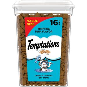 Temptations Cat Treats Classic Crunchy and Soft Cat Treats, Tempting Tuna Flavor, 16 oz. Tub (EXP 09/30/26)