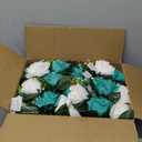 NUPTIO Flower Wedding Centrepieces for Tables - 6 Pcs 9.5in Diameter Teal & White Artificial Flowers Rose Ball for Centerpieces Table - Fake Rose Arrangements for Weddings Birthday Party Decorations
