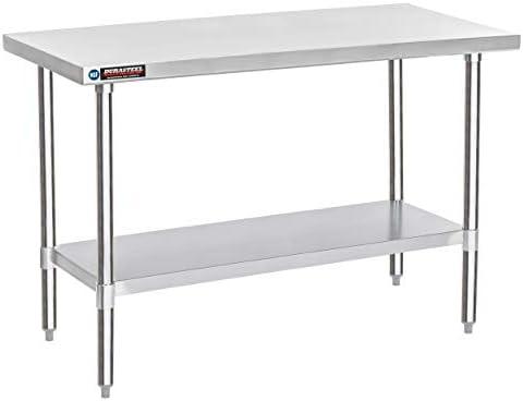 DuraSteel 30x60 Stainless Steel Prep Table - NSF Commercial Metal Work Bench with Under Shelf - Industrial Extra Long Kitchen Island - For Laundry Room, Kitchen, Garage, Restaurant