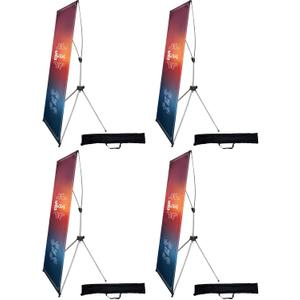 USCNC X Banner Stand Adjustable Fit Banner 23 x 63 to 32 x 78 Inch(STAND ONLY), Portable Travel Bag,Suitable for advertising, stores, exhibitions, restaurants, events, birthday parties, and other occasions (4 Pack)
