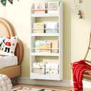 Kids Bookshelf, 15.7 Inch Wall Mounted Bookshelf, 4-Tier Nursery Book Shelves, Book Shelf for Kids Room, Bedroom, Living Room, Playroom, White MCW04WB