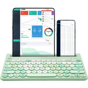 HUO JI Wireless Keyboard Multi-Device, Bluetooth and 2.4G Dual Mode for iPad, Switch to 3 Devices for Cellphone, Tablet, PC, Smart TV, MacBook iOS Android Windows, Green
