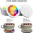 6-Pack Waterpaint Greeting Silicone Coasters with Deep Tray Holder - Double-Sided Drink Coasters - Beverage Mats for Hot or Cold Drinks - Thick, Non-Slip, Non-Stick Silicone with Ceramic Insert (White-2)