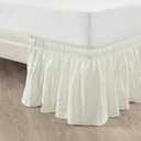 Lush Decor Ruched Ruffle Elastic Easy Wrap Around Bedskirt, Queen/King/Cal King, Polyester, Ivory