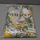 Veseacky Hawaiian Flower Print Pajamas for Men Button Down Short Sleeve Shorts Set (White Floral Leaf,L) (L)