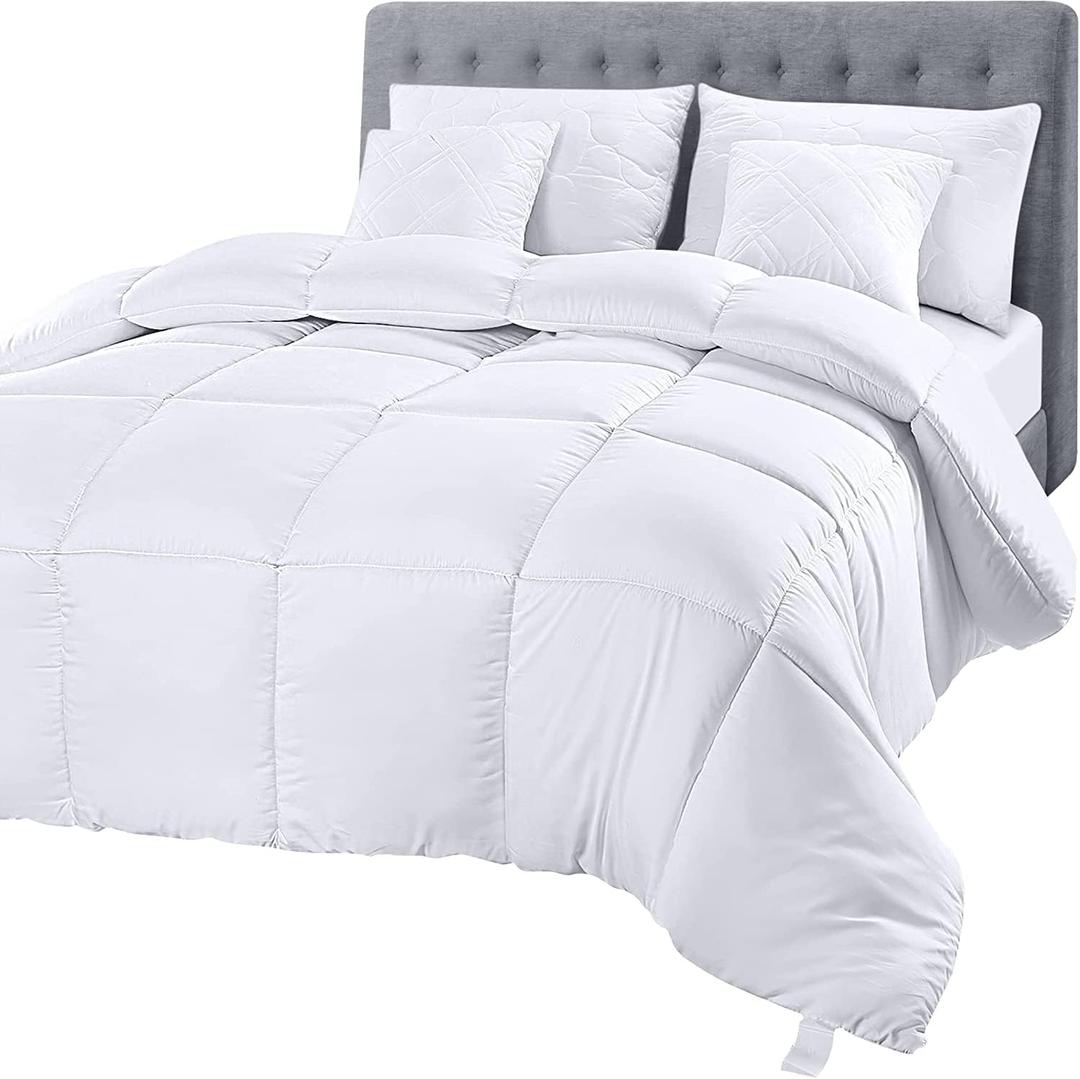Utopia Bedding Comforter Duvet Insert, Quilted Comforter with Corner Tabs, Box Stitched Down Alternative Comforters Queen Size (White) (Queen (Pack of 1))