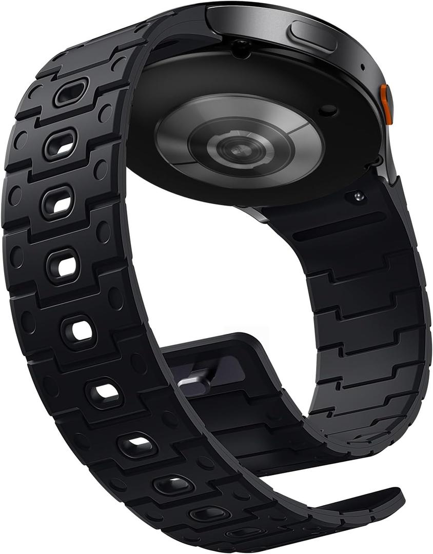 Bandletic Silicone Magnetic Band Compatible with Samsung Galaxy Watch 7 6 5 4 FE 40mm 44mm/Watch 6 4 Classic 43mm 47mm 42mm 46mm/Watch 5 Pro 45mm, 20mm No Gap Soft Sport Strap for Men Women (Black)