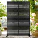 72" H44" W Metal Privacy Screen Outdoor Privacy Screen Freestanding, Outdoor Privacy Screens and Panels for Patio Lawn Deck, Outdoor Privacy Panels Decorative Privacy Fence(Consists of 5 Panels) (72" H44" W, Black Louvered)