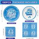 180PCS Dancing Queen Party Supplies Serve 60,Blue Disco Paper Plates and Napkins Kit for 70s Disco 17th Birthday Bachelorette Party Decorations,Includes Dinner and Dessert Plates, Napkins