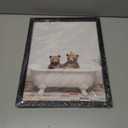 Sorbrozo Funny Bathroom Wall Art Black Frame Scene Of A Bear Sitting In A Bathtub With Bubbles Humorous Farmhouse Bathroom Decoration Frame Artwork 11x14 in