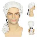 Miss U Hair Men White Colonial Powdered Wig Long Curly White Funny Wigs for MenParty Halloween