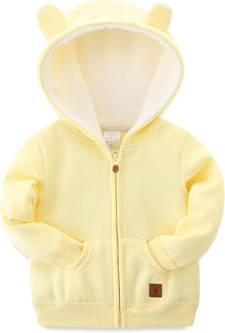 Baby Girls Boys Warm Adorable Hooded Zip Coat for Fall Spring Outerwear 3-24M Kids Jacket ((12-18)months, Yellow)