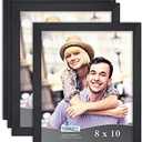 Icona Bay 8x10 Picture Frame Set (Black, 5 Pack) Simple Modern Design, Table Top Kickstand and Wall Hanging Hooks Included, Impresia Collection