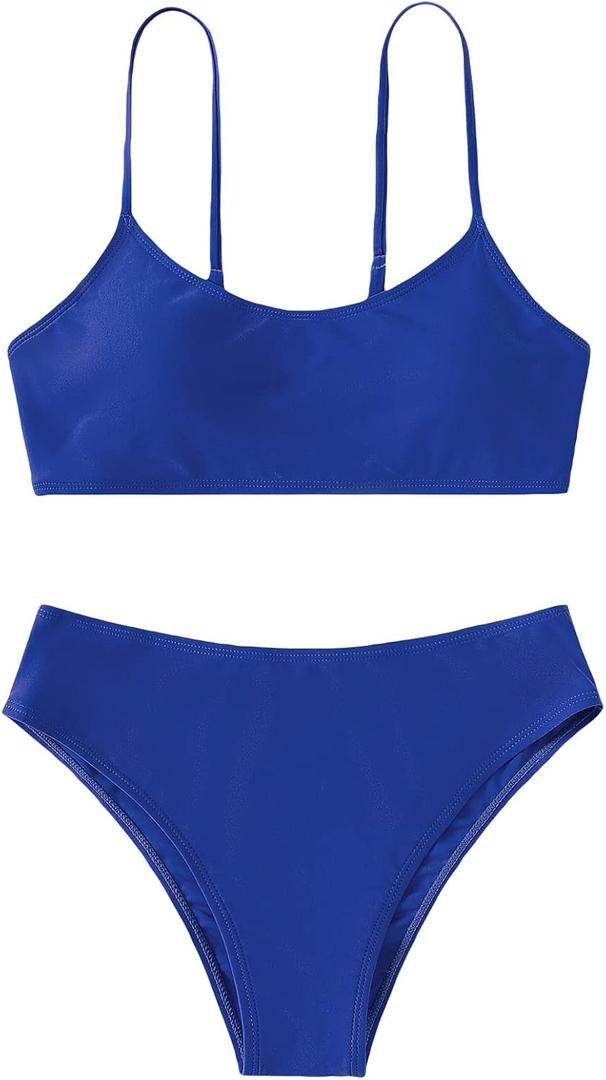 SHENHE Girl's 2 Piece O Ring Bikini High Waisted Spaghetti Strap Cute Swimsuit Bathing Suit, 12Y