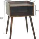 MaxSmeo Nightstand, Mid Century Modern Side Table Bedroom with Storage, Small End Bedside Table with Solid Wood Legs for Living Room, Office Small Spaces (Rustic Brown)