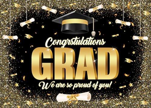 Alltten 7x5ft Graduation Decorations 2025 Backdrop Congrats Grad Backdrop Graduation Party Banner F292