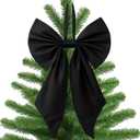 Janinka Christmas Tree Topper Bow 22, Large Bow for Decor, Birthday Party Backdrop, Ribbon Hanging Decor for Christmas Room Backdrop Wedding Party Coquette Room Decorations(Black,Polyester)
