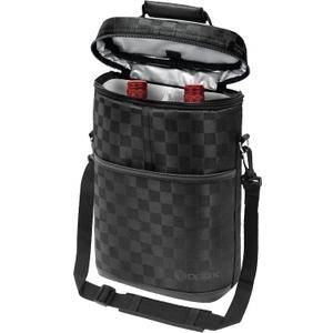 opux 2 Bottle Wine Carrier Tote, Insulated Leakproof Wine Cooler Bag, Wine Travel Bag Tote for Picnic BYOB Beach, Portable Wine Bottle Carrying Case, Gift for Wine Lover Women Men Christmas (Checkered Black)