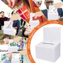 GRAWUN 24 Pack Cardboard Ballot Box with Slot, White Glossy Raffle Boxes 6.5x4.5x4.5Inch, Suggestion Boxes with Removable Slot, Donation Boxes for Fundraising,Collecting Card and Voting Contest