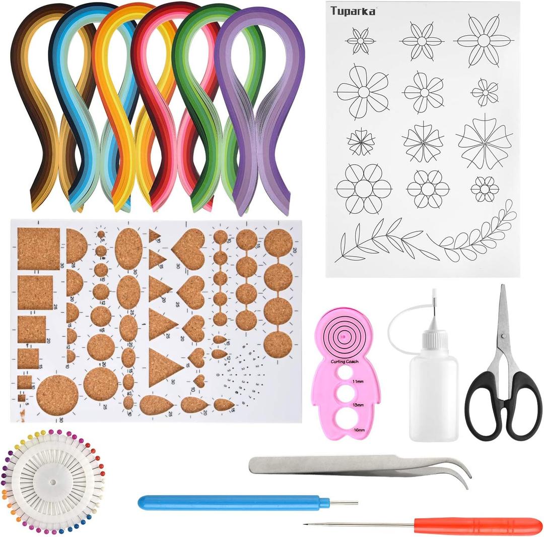 TUPARKA 15 PCS Paper Quilling Kits with 29 Colors 600 Strips Quilling Paper DIY Design Drawing Handcraft Tool
