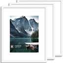 Hongkee 16x20 Frames Set of 3 - Display 11x14 Photo with Mat or 16 x 20 Poster without Mat, Wall Mounting Horizontal and Vertical, White