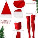 Haysandy 4 Pcs Christmas Santa Costume Women Girls Claus Costume Women Santa Suit Fancy Dress Hat for Xmas Outfits (Red, L)