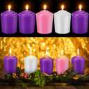 5 Pcs Advent Pillar Candle Set Christmas Round Pillar Candles 3 Purple 1 Pink 1 White Wax for Advent Rings Wreath Candle Holders for Xmas Holidays Celebration Church Wreath Home Decor 1.5 x 2.3 Inch