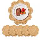 6 Set 13.8 Inch Round Woven Rattan Placemats Plate Chargers, Scalloped Edge Rattan Place Mats, Boho Farmhouse Braided Straw Table Mats House Warming Gift Dining Table Decor, Party, Events