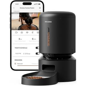 PETLIBRO Automatic Cat Feeder with Camera, 1080P HD Video with Night Vision, 5G WiFi Pet Feeder with 2-Way Audio, Low Food & Blockage Sensor, Motion & Sound Alerts for Cat & Dog Single Tray (Black)