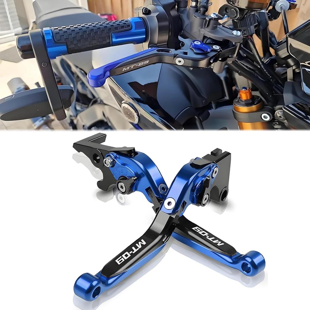 Motorcycle Clutch Lever Adjustable Handlebars Brake and Clutch Levers Set for Yamaha MT-09 MT09 SP 2021 2022 2023 (Blue)