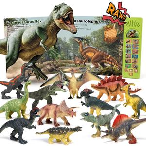 OENUX Dinosaur Toys with Interactive Sound Book for Kids 3-5, Dinosaur Book with Sound &12 Toy Dinosaurs Figures, Toddler Learning Toys for Boy, Present for Boys Girl Age 4-7