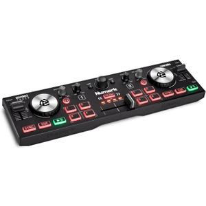Numark DJ2GO2 Touch  Compact 2 Deck USB DJ Controller For Serato DJ with a Mixer / Crossfader, Audio Interface and Touch Capacitive Jog Wheels,Black