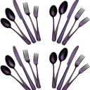 Flatware Set for 4, 20-Piece, Stainless Steel Silverware Cutlery Tableware Include Knife/Fork/Spoon by IRONX (purple-18/0)
