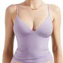 SUUKSESS Women Sexy Deep V Neck Sleeveless Fitted Basic Tops Y2K Tank Top Cami (X-Small, Light Purple)