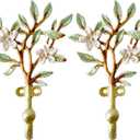 Vintage Flower-Shaped Decorative Wall Hooks, 2 Pack Hand-Painted Floral Metal Wall Hook Rack Hangers for Hanging Coats, Clothes, Keys, Hats, and Towels