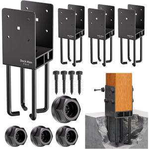 4Pack Heavy-Duty Post Base Anchor Bracket for 6"x6" Wood Post (Actual Size: 5.5" x 5.5") with Air Flow Channel for Wet Concrete Foundation, Suitable for Deck Railing, Fence, Gazebo [Patent Pending]