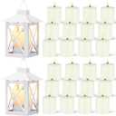 26 Pcs Emergency Candles with Lanterns Set Mini Vintage Lanterns with 5 Hour Long Burning Survival Candles for Outdoor Wedding Camping Hanging Lamp Ornaments Christmas Holiday Decor (White)