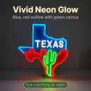 Texas Map Neon Signs for Wall Decor, Cactus LED Lights Signs Suitable for Bedroom Man Cave Bar Pub, Dimmable Art Wall Decorative Light Bar Sign