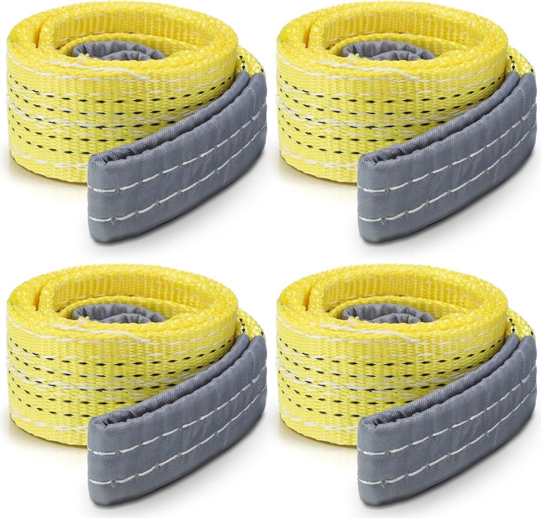 4 Pcs Lift Sling Straps Heavy Duty Web Slings Straps Polyester Nylon for Hoist Car Outdoor Using (2'' x 4', 8900lb)