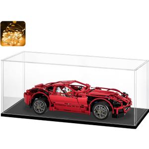LASOA Acrylic Display Case, Display Box for Collectibles, Figures, Memorabilia, Clear Showcase with Black Base, Self-Assembly Display Container, 19.7x15.7x8inch